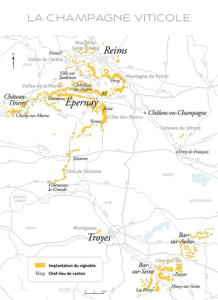 Overzichtskaart Champagne - afbeelding bij degustatieavond 21 januari 2027 - bron champagne.fr